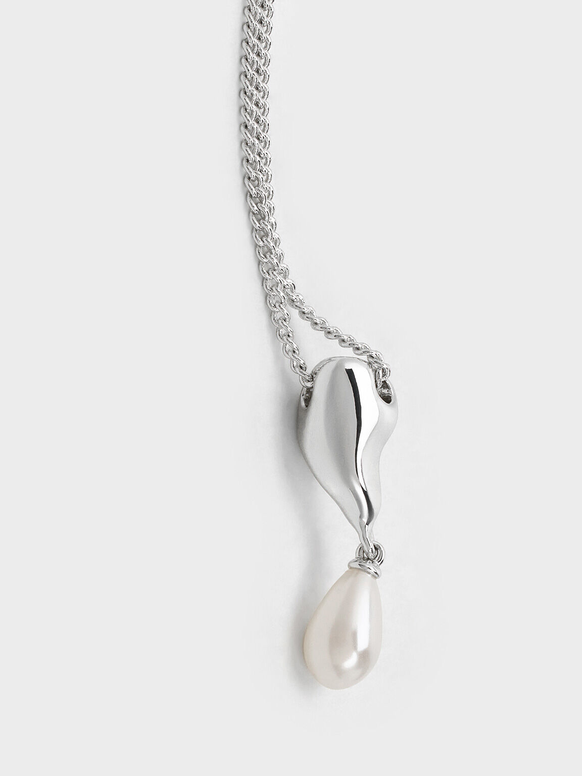 Corrine Teardrop Pearl Necklace, Silver, hi-res