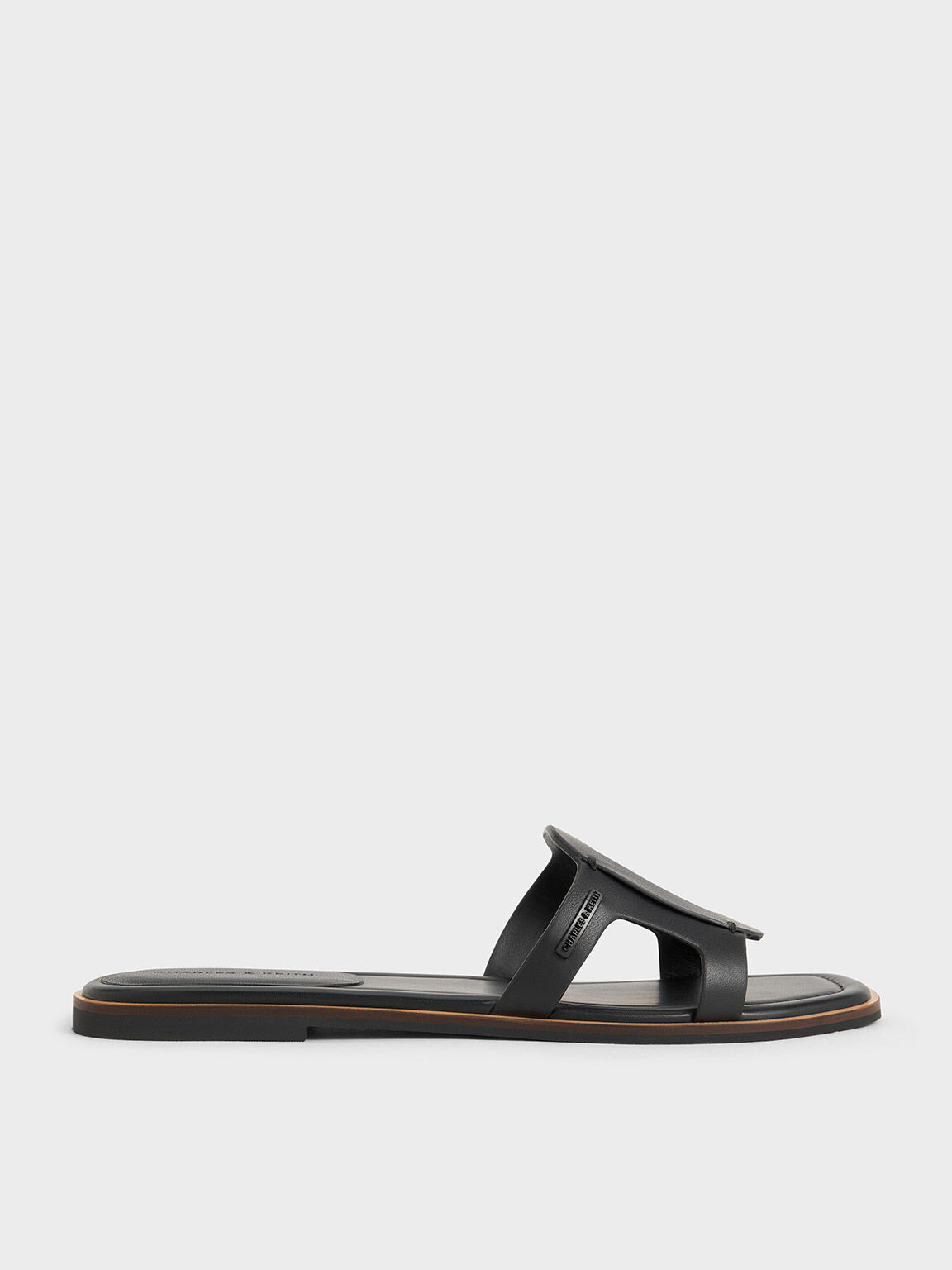 Easley Cut-Out Slide Sandals, Black, hi-res