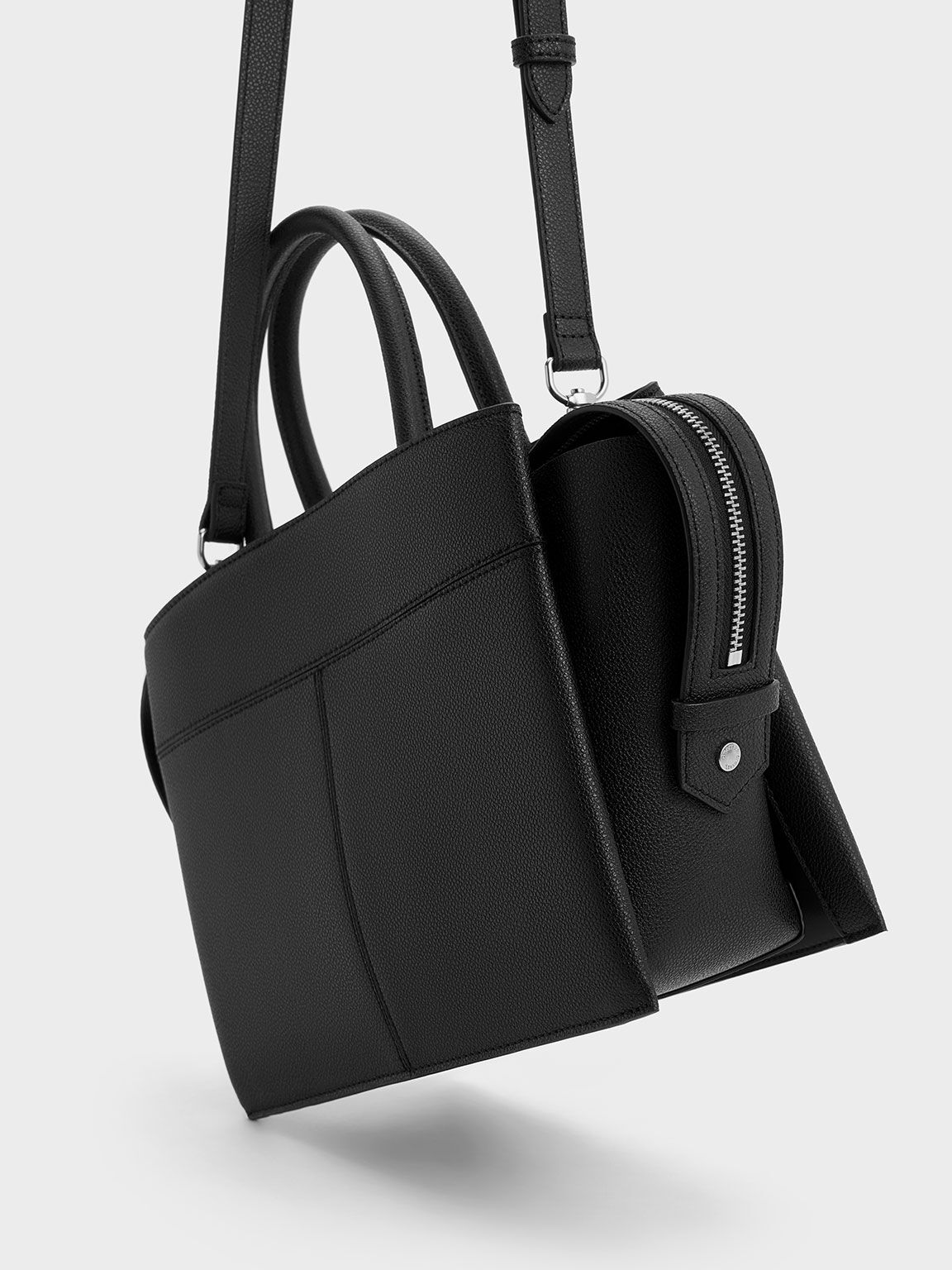 Noir Anwen Trapeze Top Handle Bag - CHARLES & KEITH TH