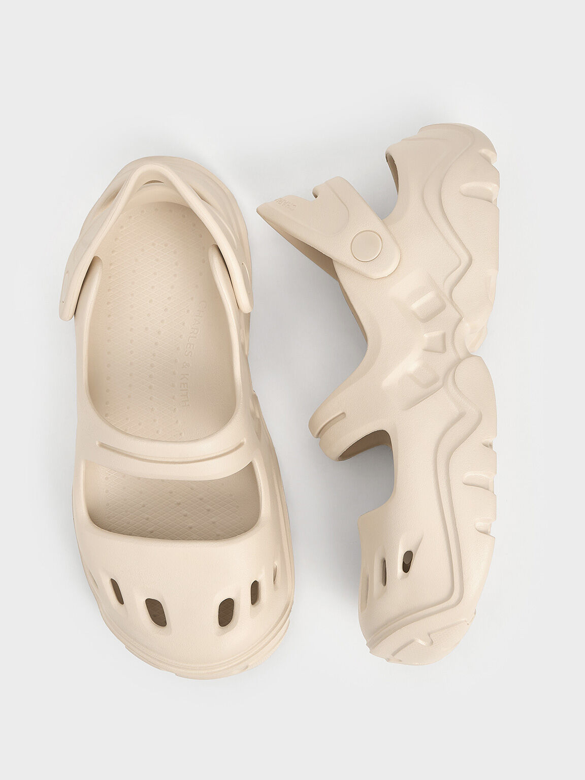 Cut-Out Sports Sandals, Beige, hi-res