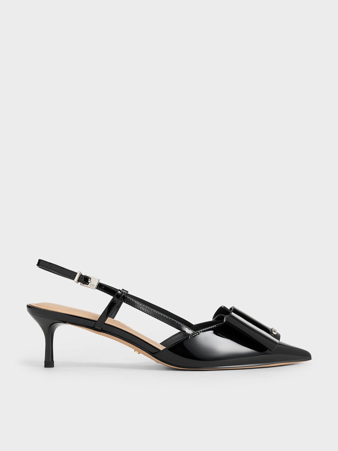 Lu Patent Leather Bow Slingback Pumps, Black Patent, hi-res