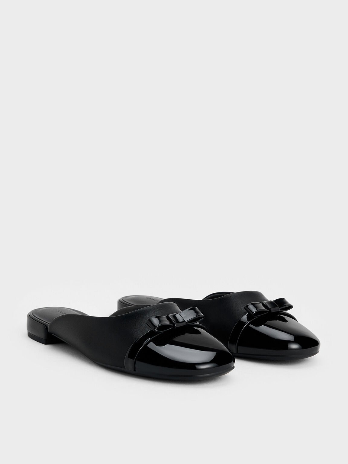 Bow Toe-Cap Mules, Black, hi-res