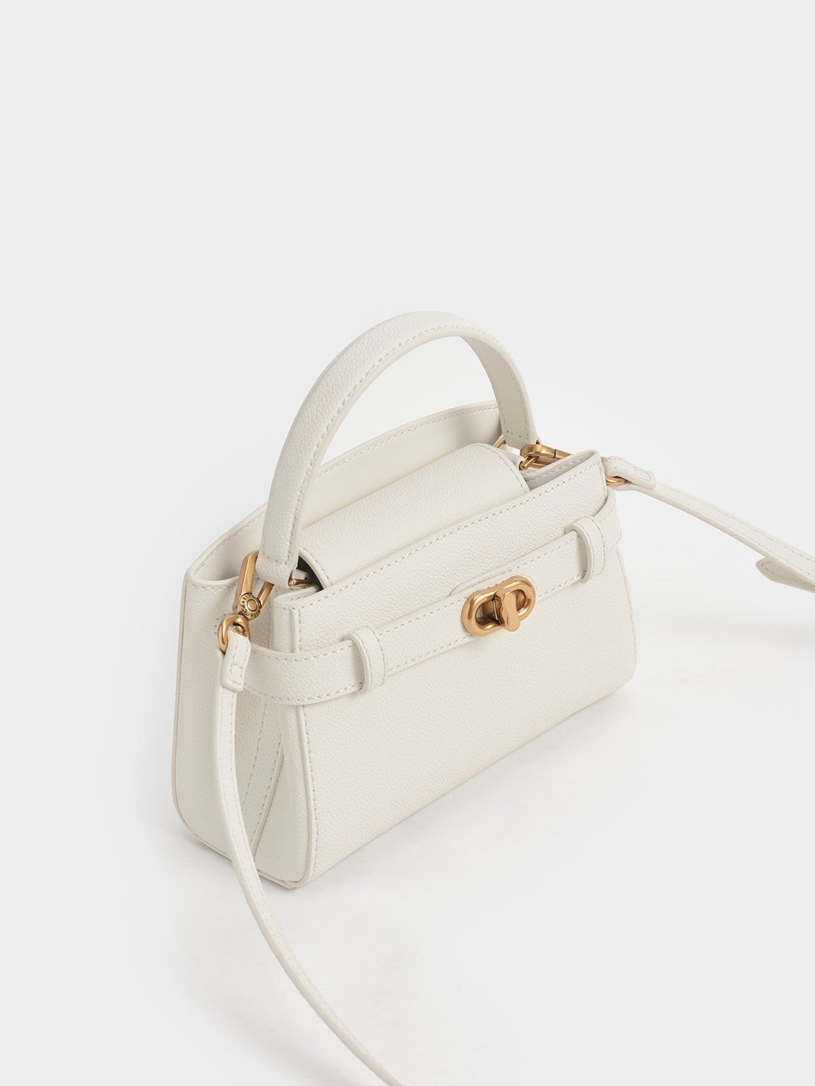 Aubrielle Metallic-Buckle Top Handle Bag, Cream, hi-res