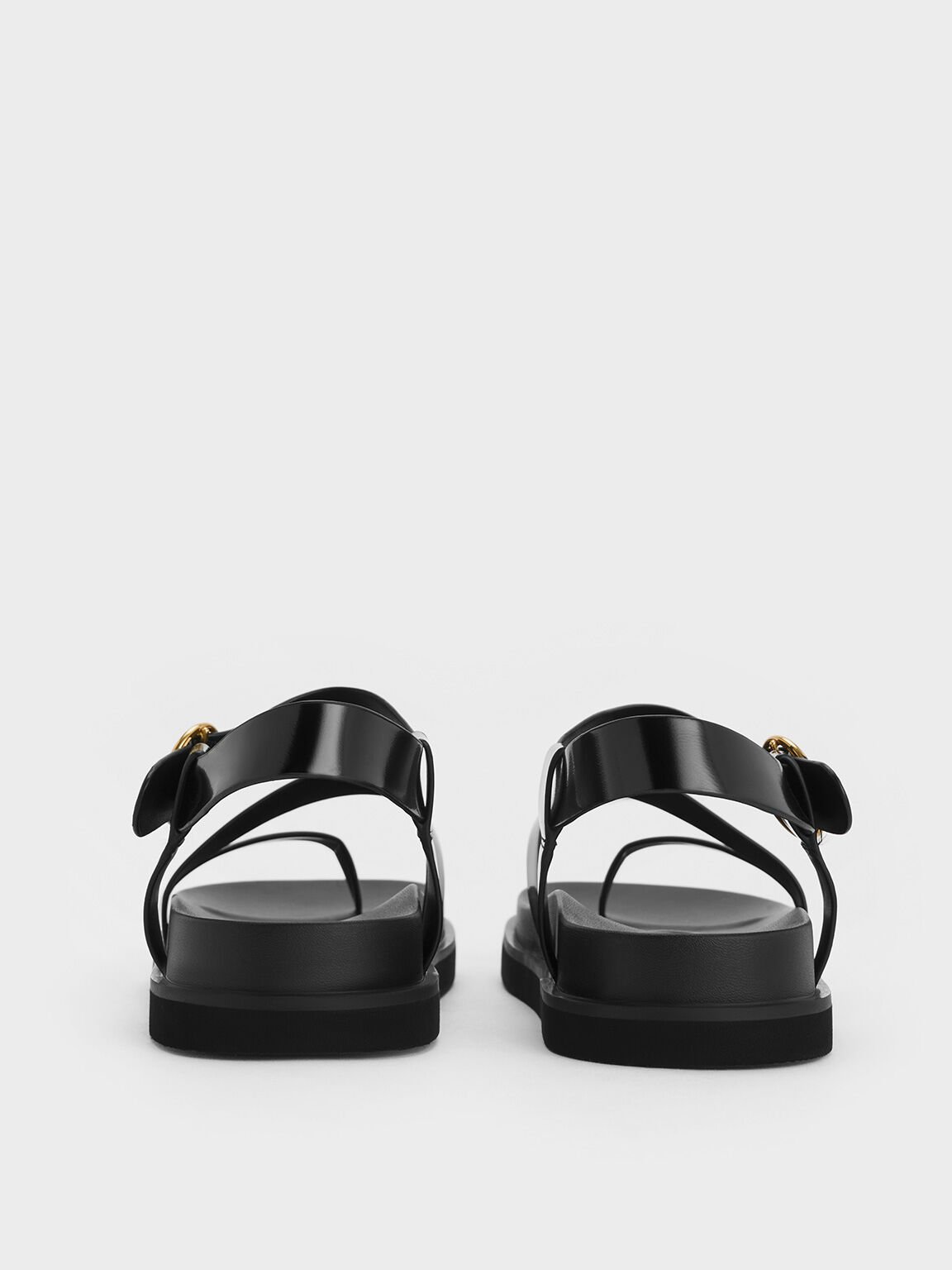 Buckled Ankle-Strap Strappy Sandals, Black Boxed, hi-res