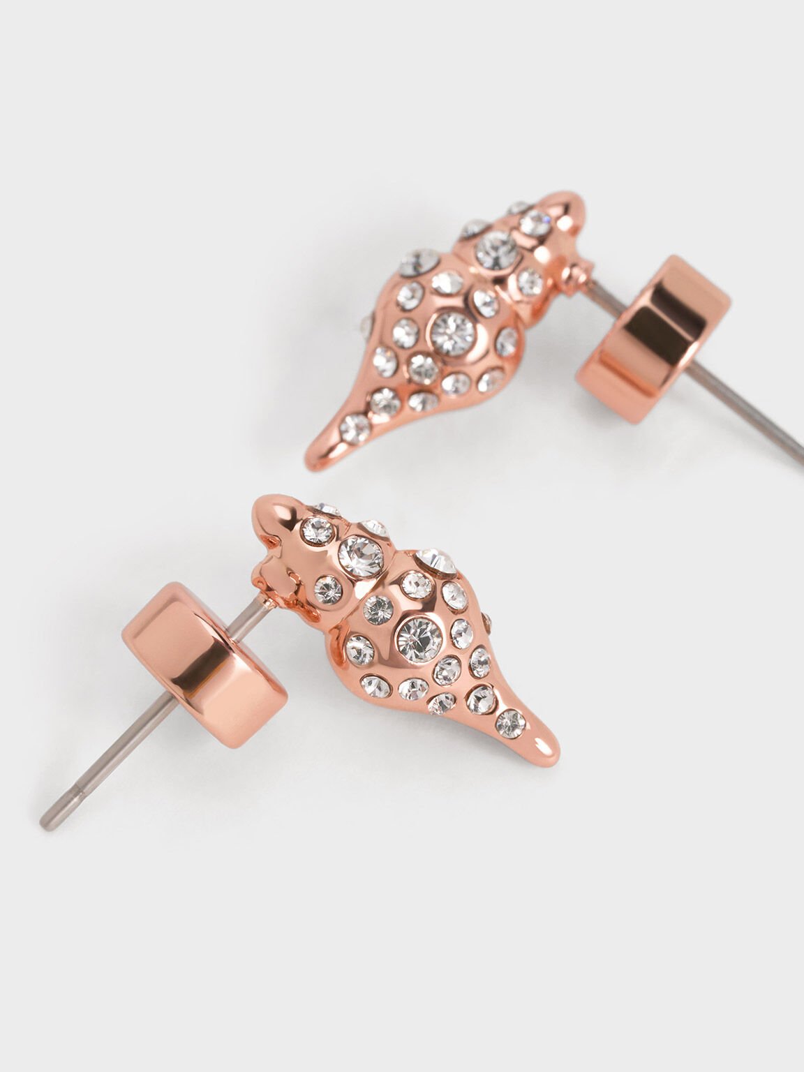 Oceana Seashell Crystal Stud Earrings, Rose Gold, hi-res