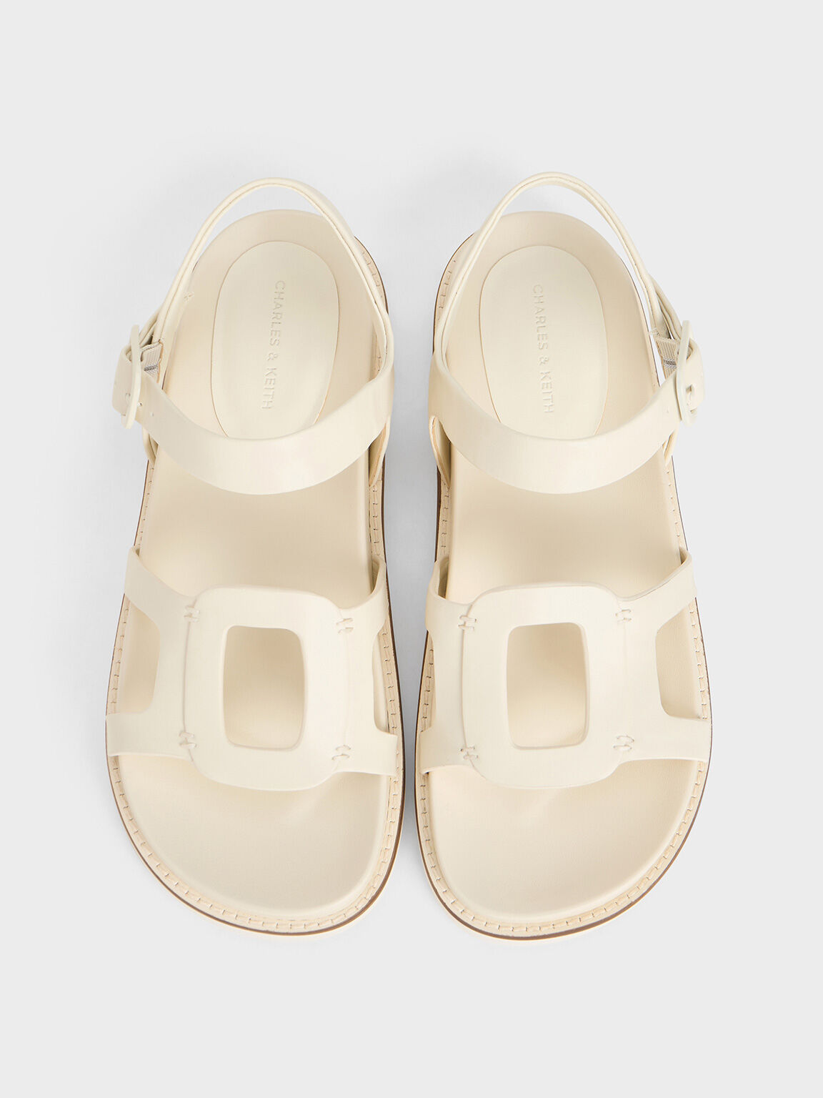 Easley Cut-Out Buckled Sandals, Chalk, hi-res