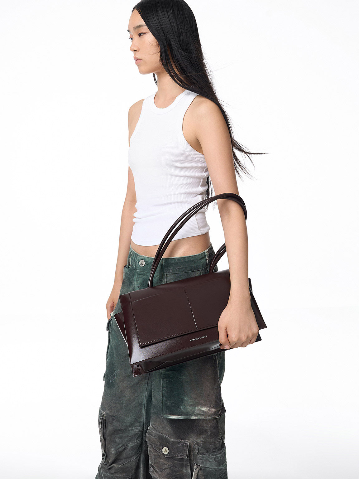 Irie Elongated-Handle Shoulder Bag, Plum, hi-res