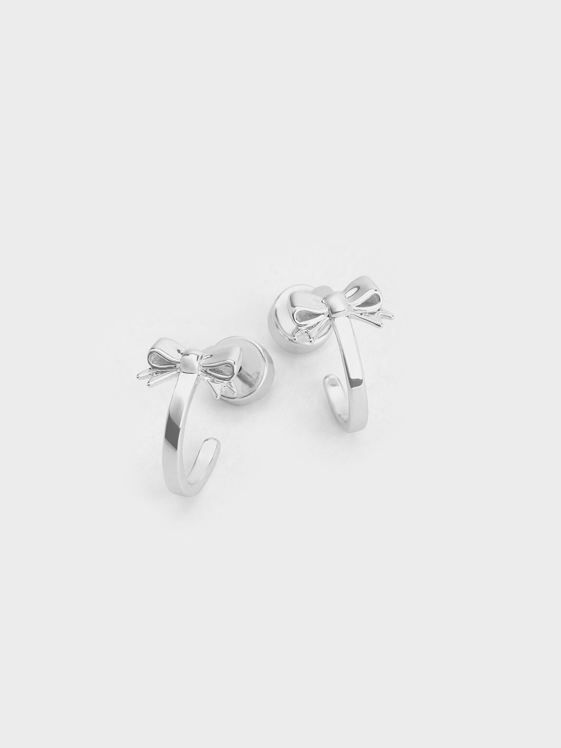 Paige Ribbon Stud Earrings, Silver, hi-res