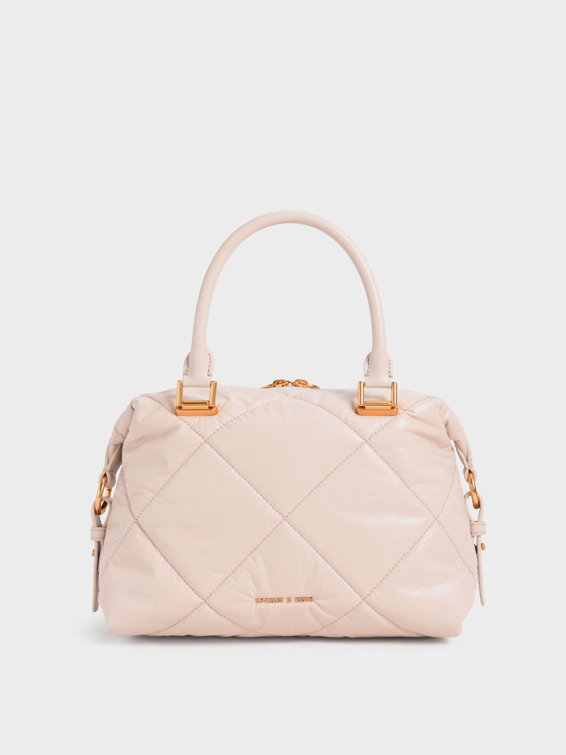 Light Pink Puffy Quilted Tote Bag Charles And Keith Th 