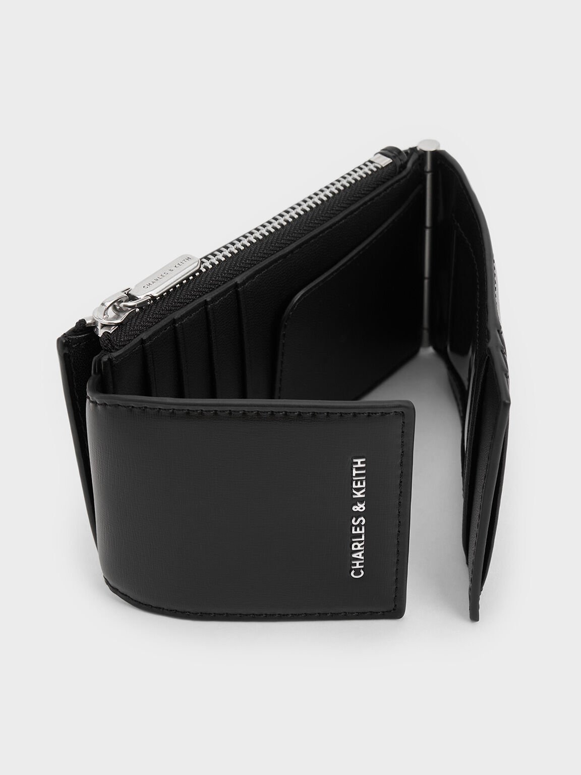 Calla Bi-Fold Side-Zip Card Holder, Noir, hi-res