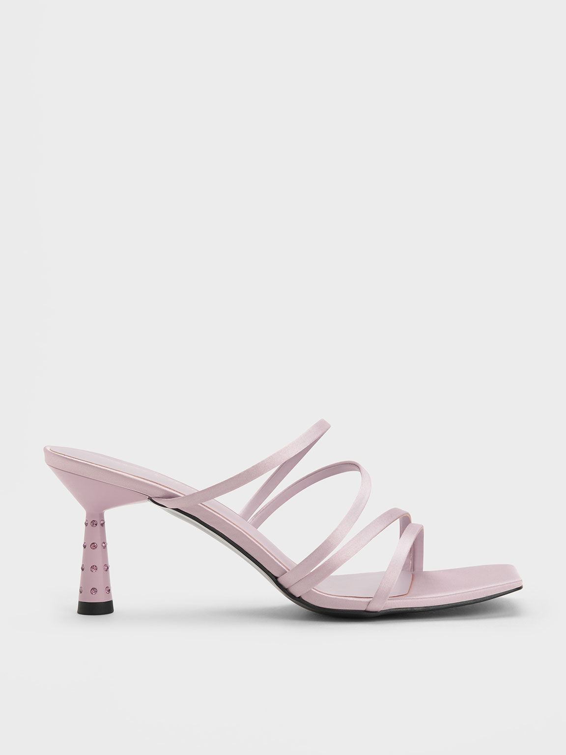 Embellished Cone Heel Sandals, Lilac, hi-res