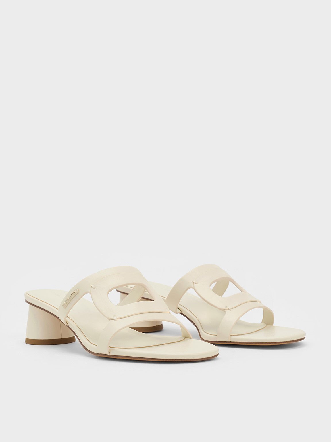 Easley Cut-Out Cylinder-Heel Mules, Chalk, hi-res