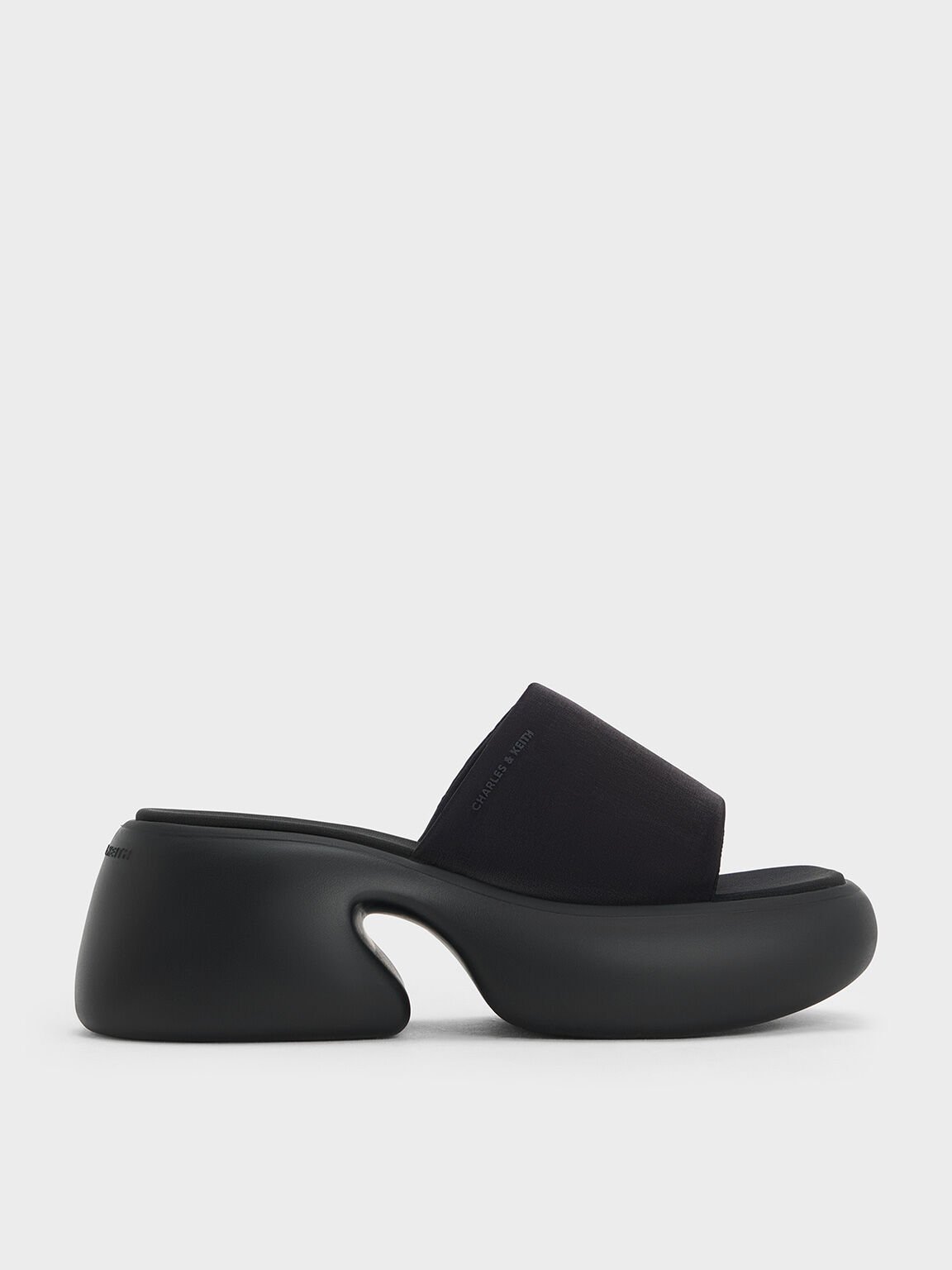 Baxie Silk Platform Mules, Black Textured, hi-res