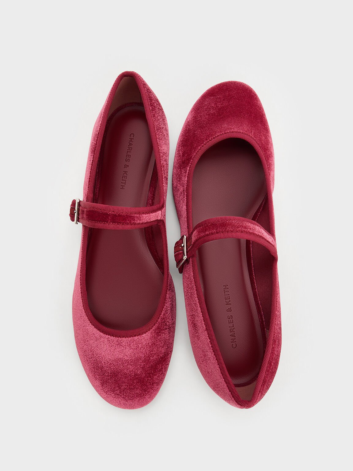 Velvet Buckled Mary Jane Flats, Pink, hi-res