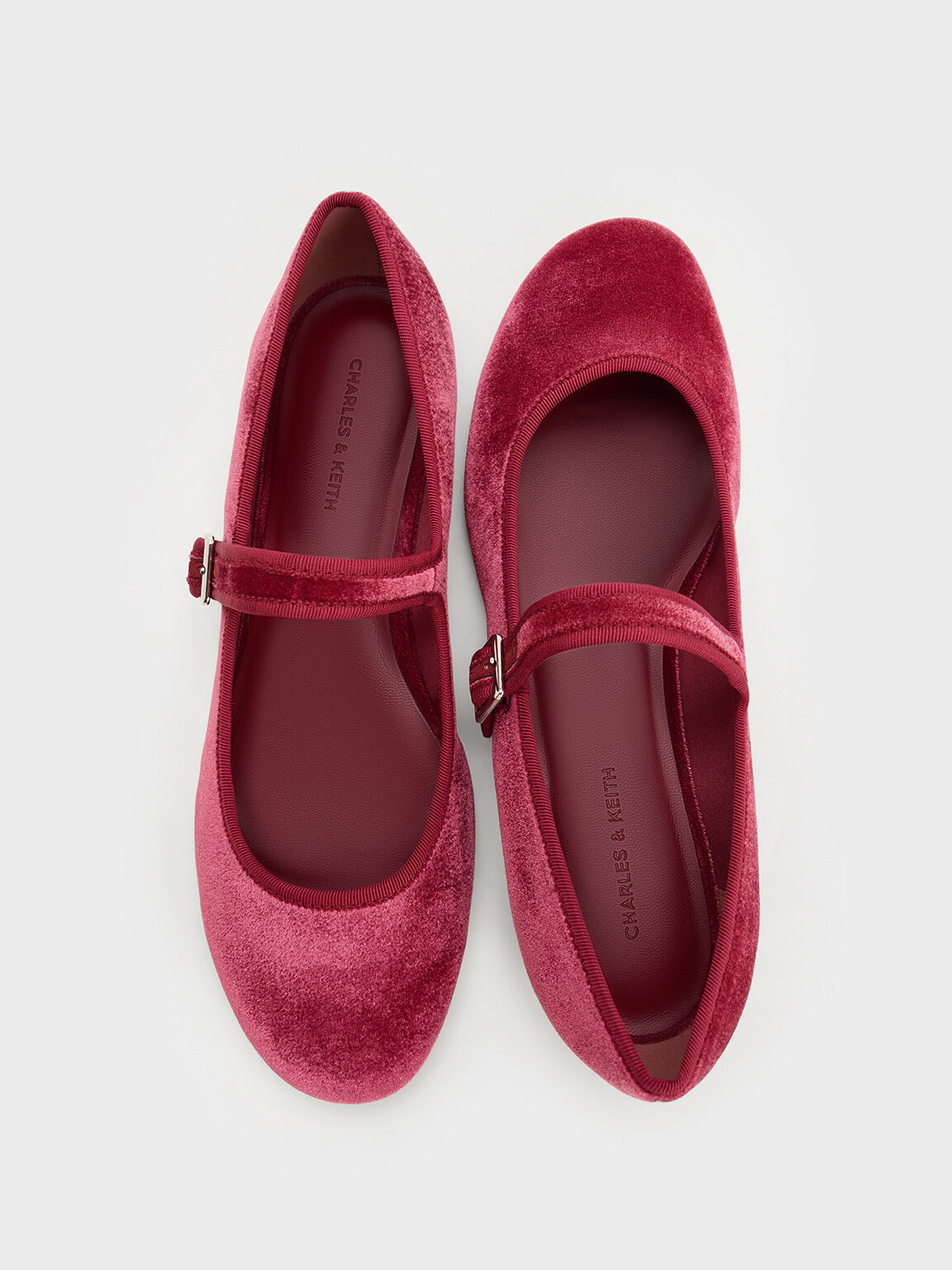 Velvet Buckled Mary Jane Flats, Pink, hi-res