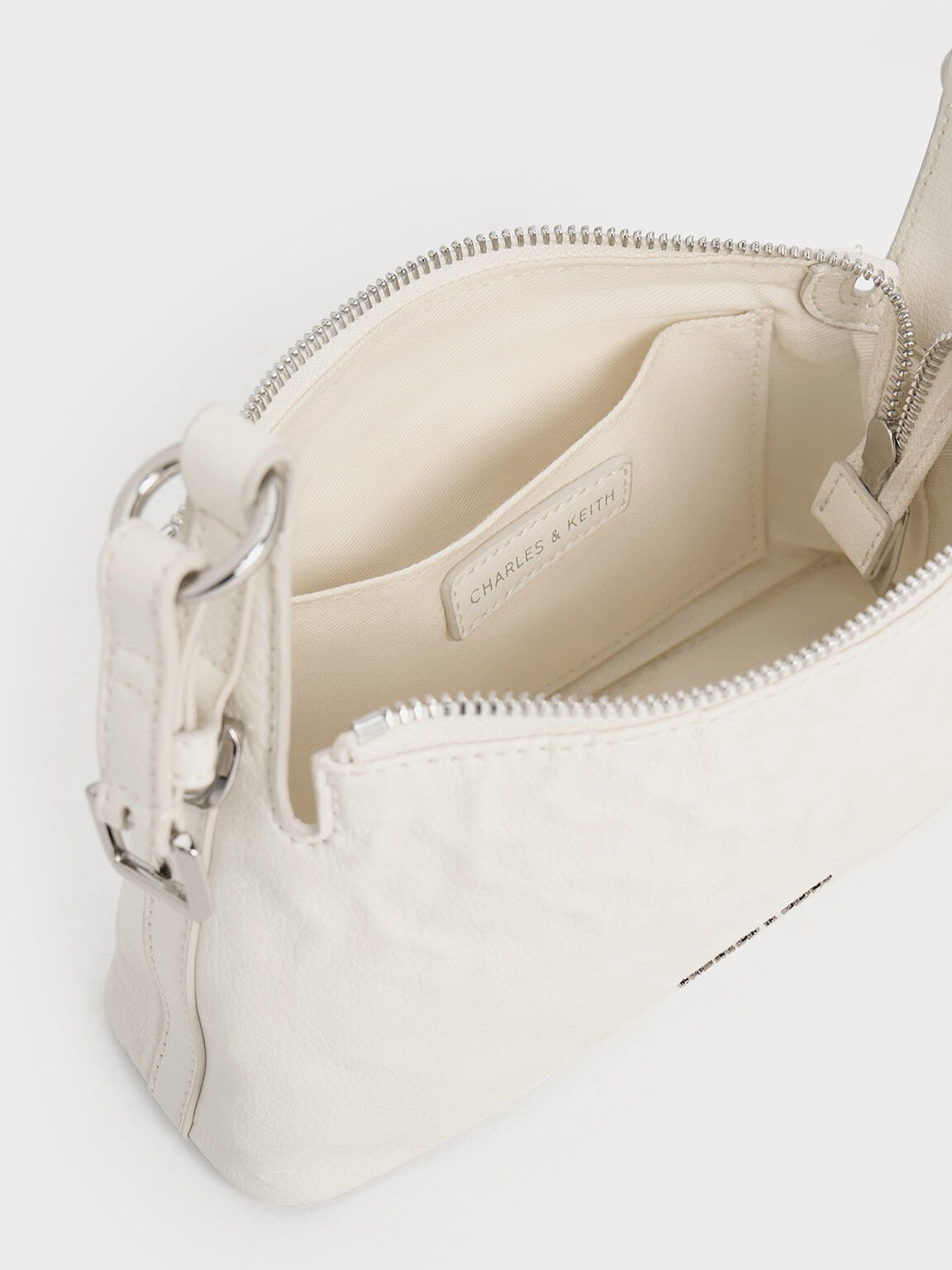 Lark Crinkle-Effect Shoulder Bag, Cream, hi-res