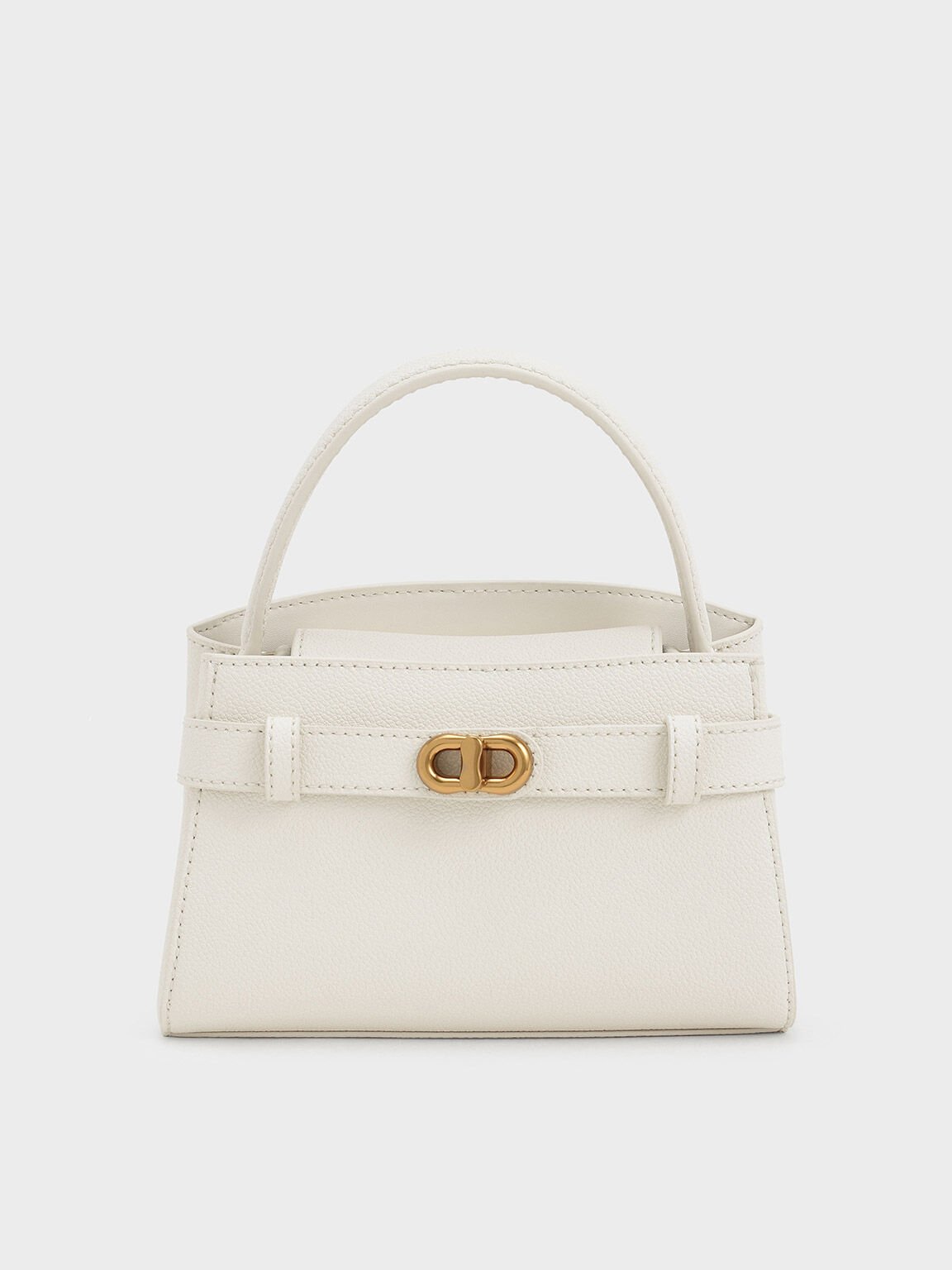 Aubrielle Metallic-Buckle Top Handle Bag, Cream, hi-res