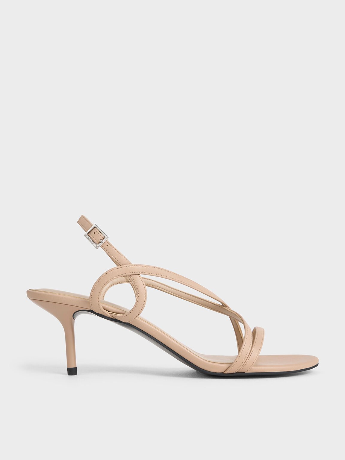 Strappy Stiletto-Heel Slingback Sandals, Nude, hi-res