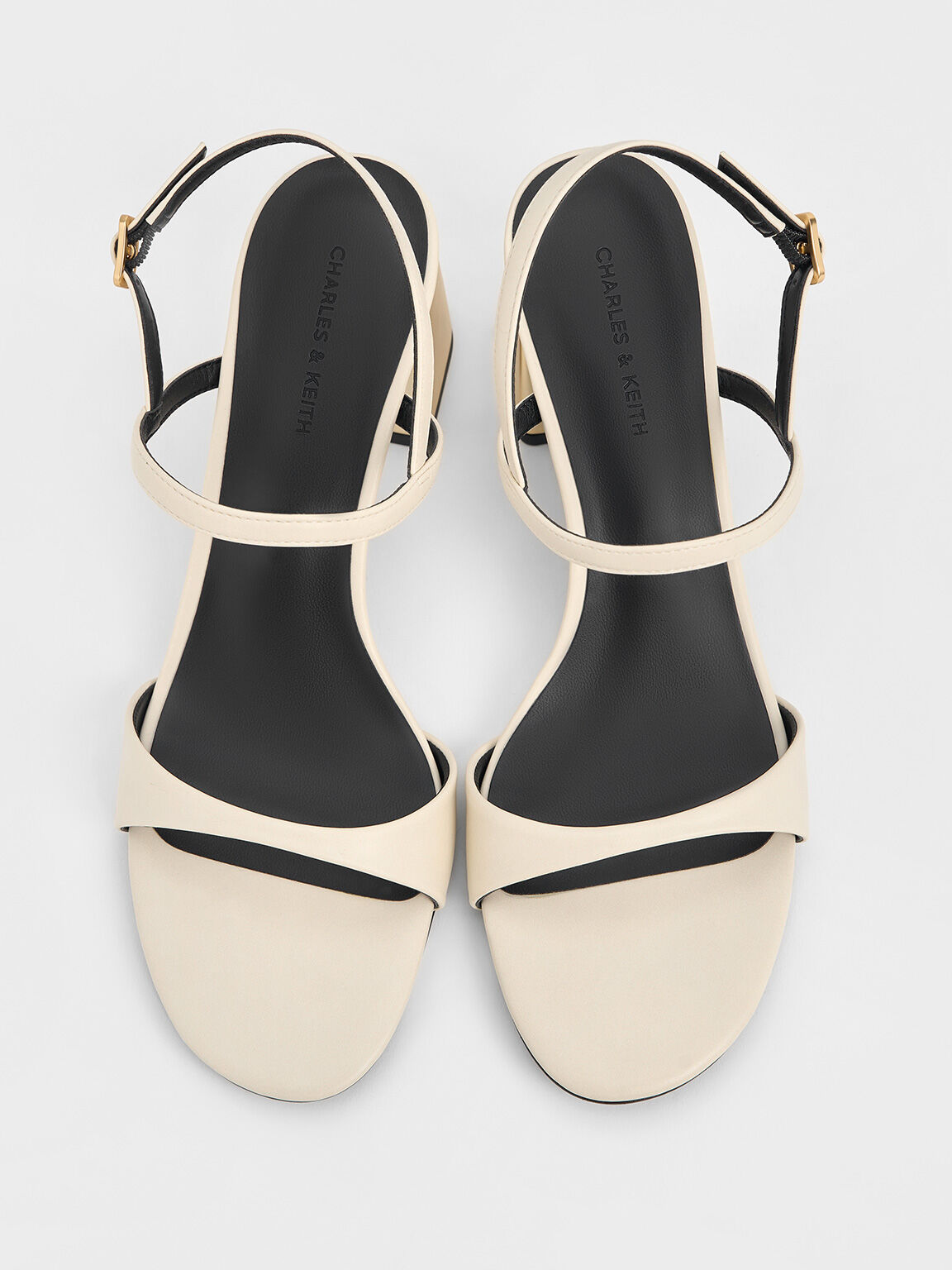 Metallic-Heel Slingback Sandals, Chalk, hi-res