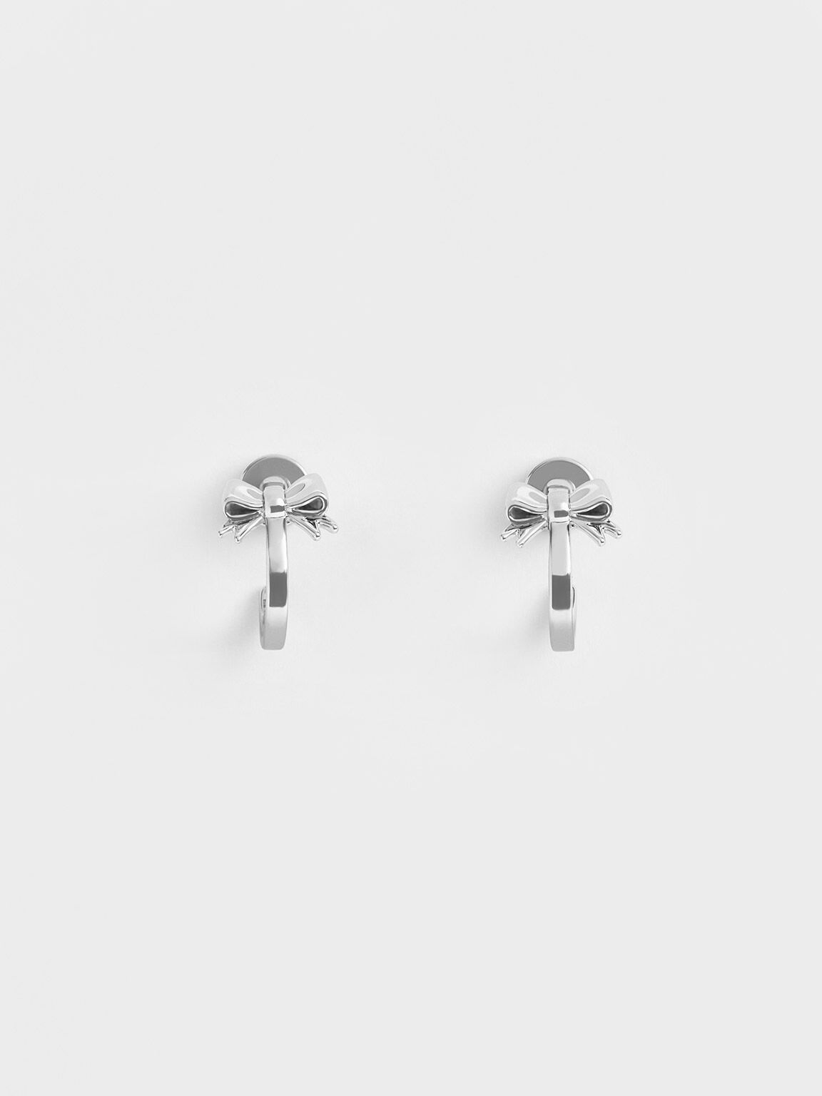 Paige Ribbon Stud Earrings, Silver, hi-res