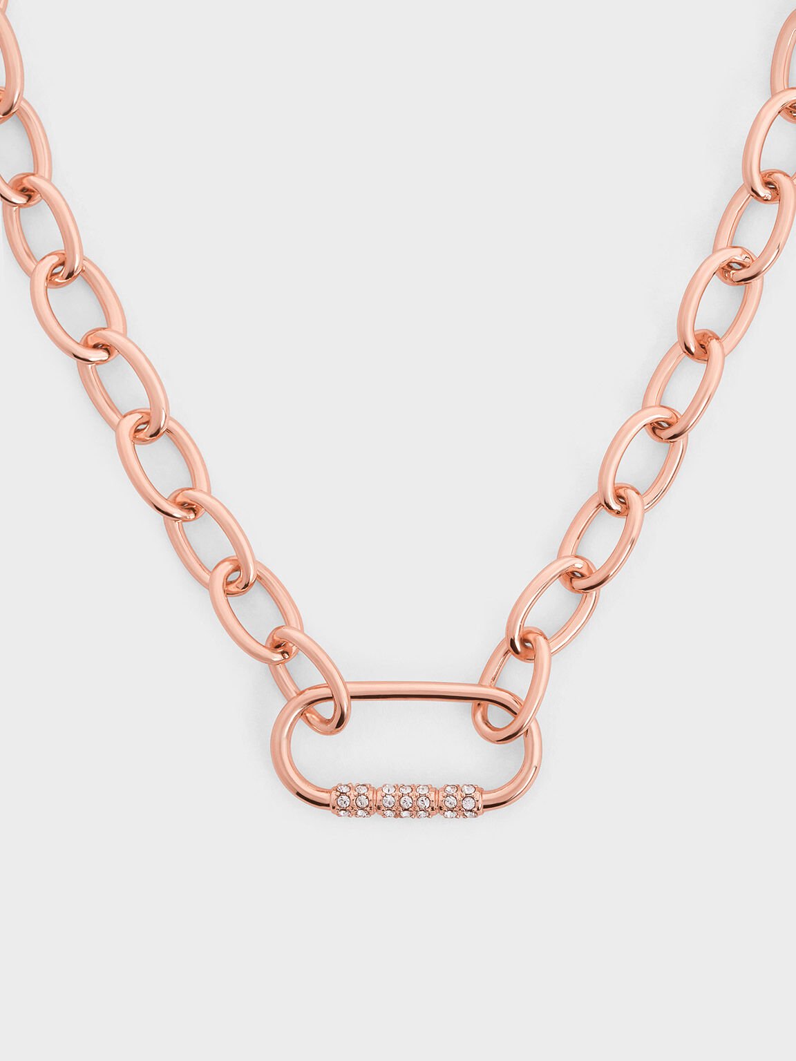 Reagan Crystal Chain-Link Necklace, Rose Gold, hi-res