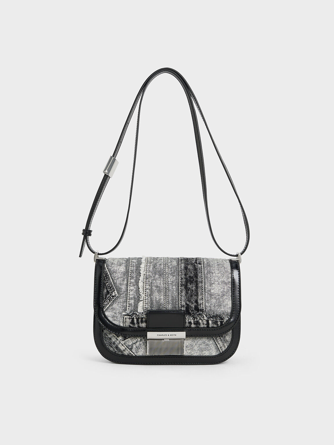 Charlot Patchwork Denim Bag, Noir, hi-res