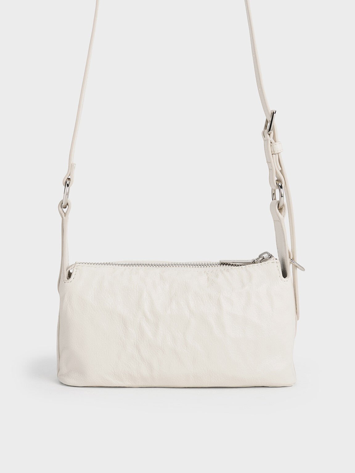 Lark Crinkle-Effect Shoulder Bag, Cream, hi-res