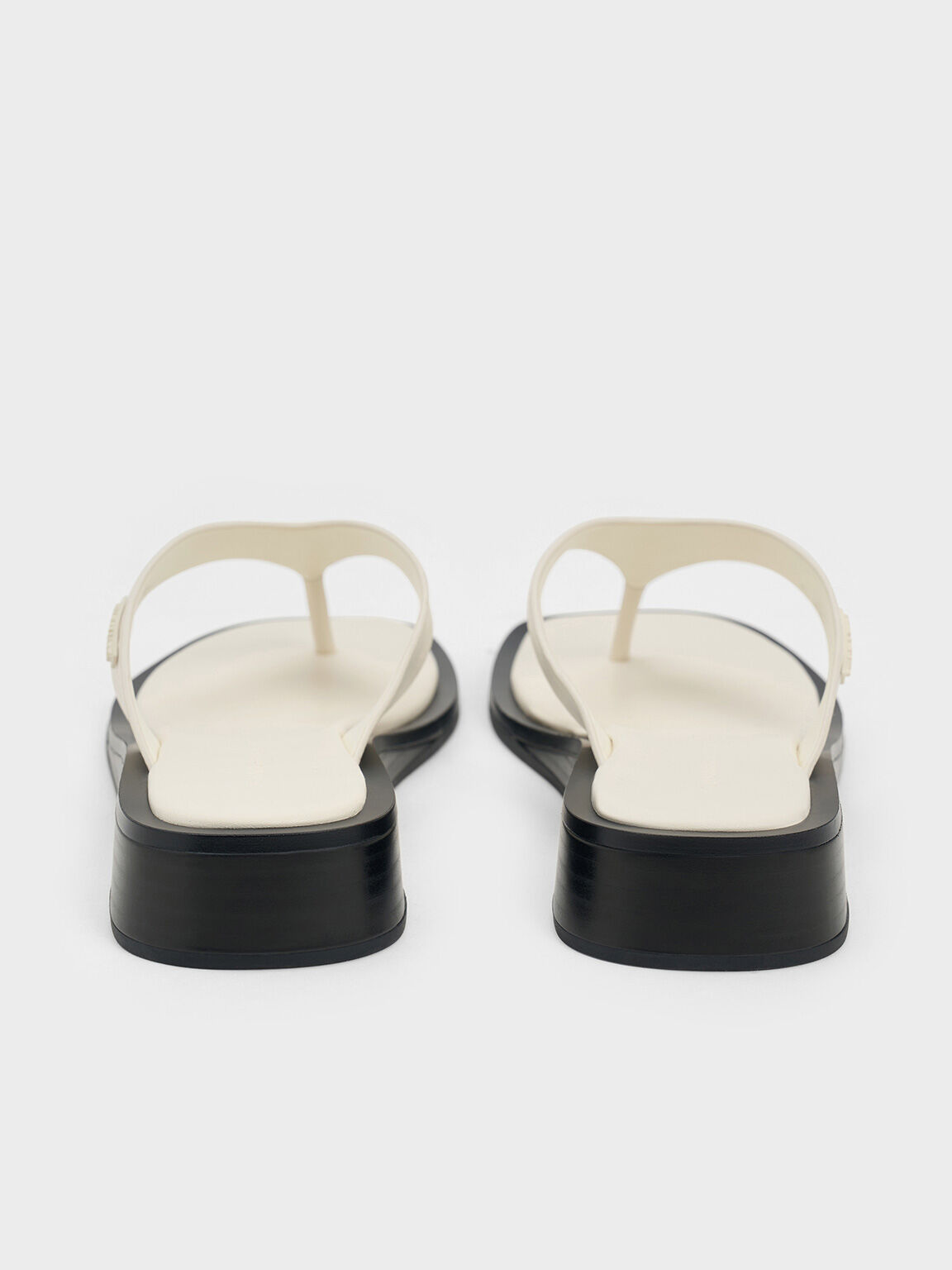 V-Strap Wedge Thong Sandals, Cream, hi-res