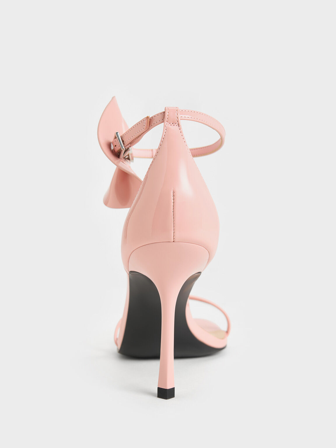 Patent Flower-Accent Stiletto-Heel Sandals, Pink, hi-res