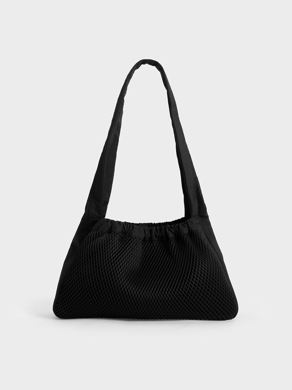 Terra Mesh & Nylon Shoulder Bag, Noir, hi-res