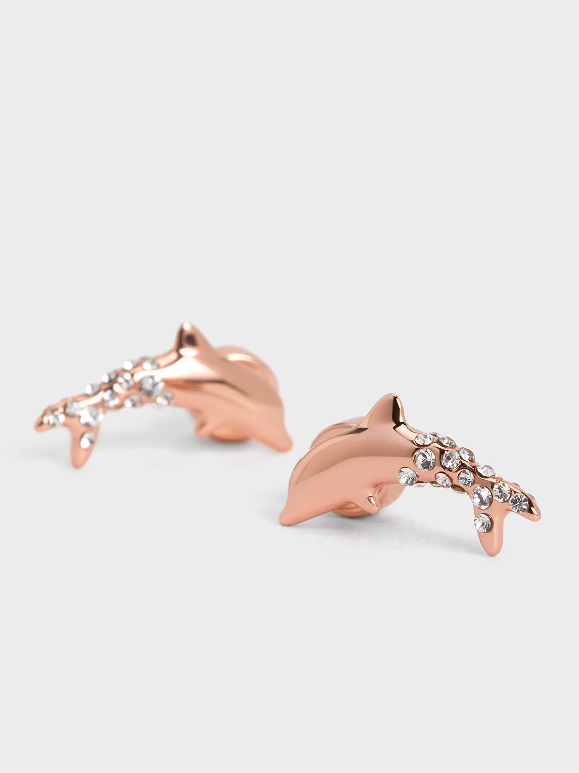 Oceana Dolphin Crystal Stud Earrings, Rose Gold, hi-res