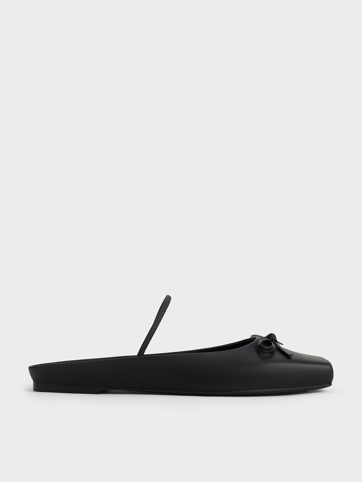 Bow Square-Toe Ballet Mules, Black, hi-res