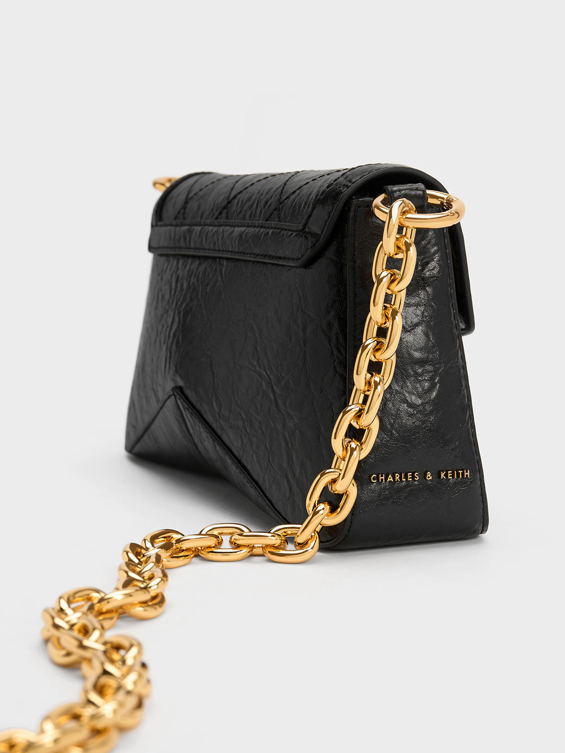 Black Arley Scarf Chain-Link Trapeze Bag - CHARLES & KEITH TH