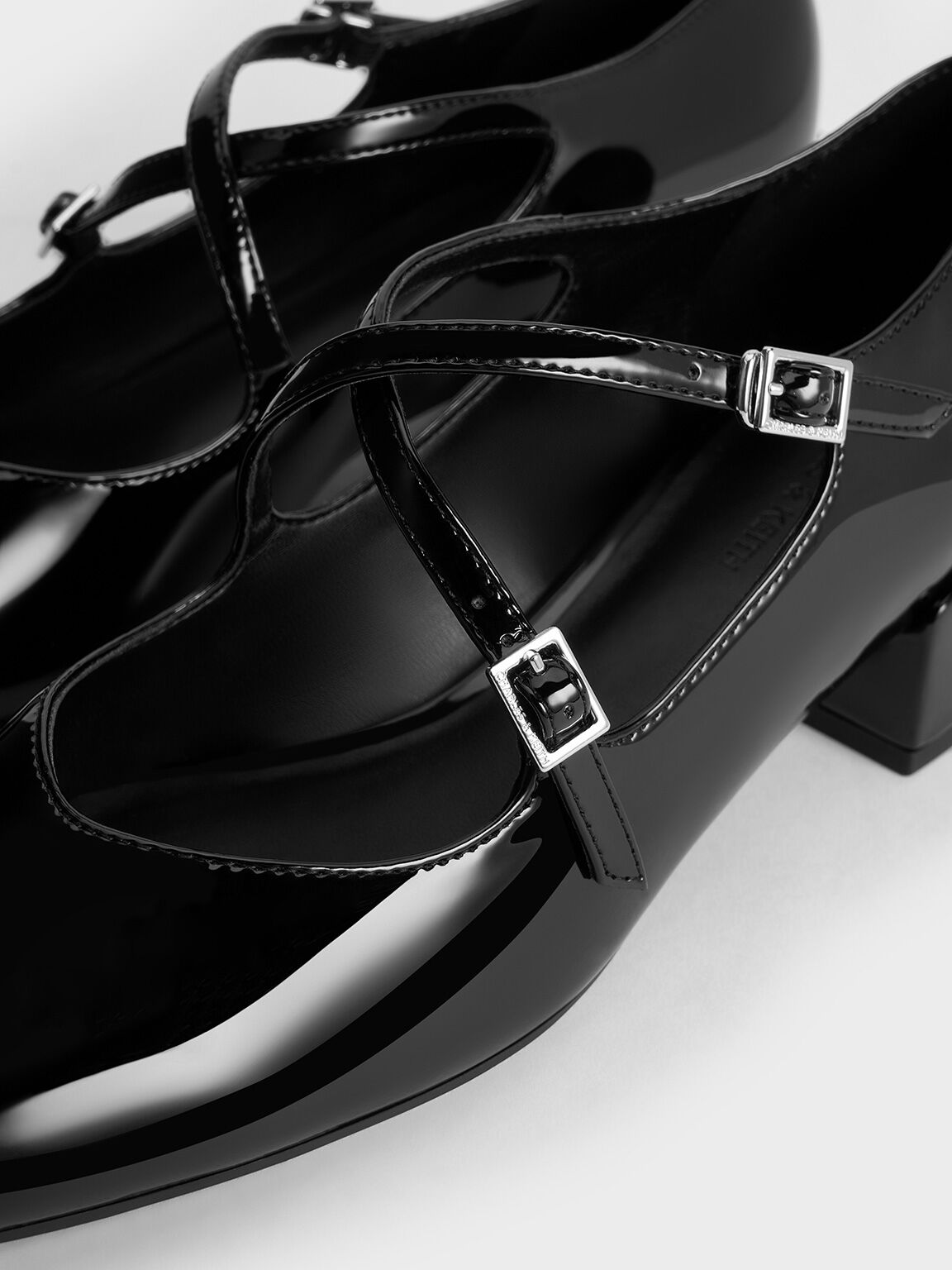 Patent Crossover-Strap Block-Heel Mary Janes, Black Patent, hi-res