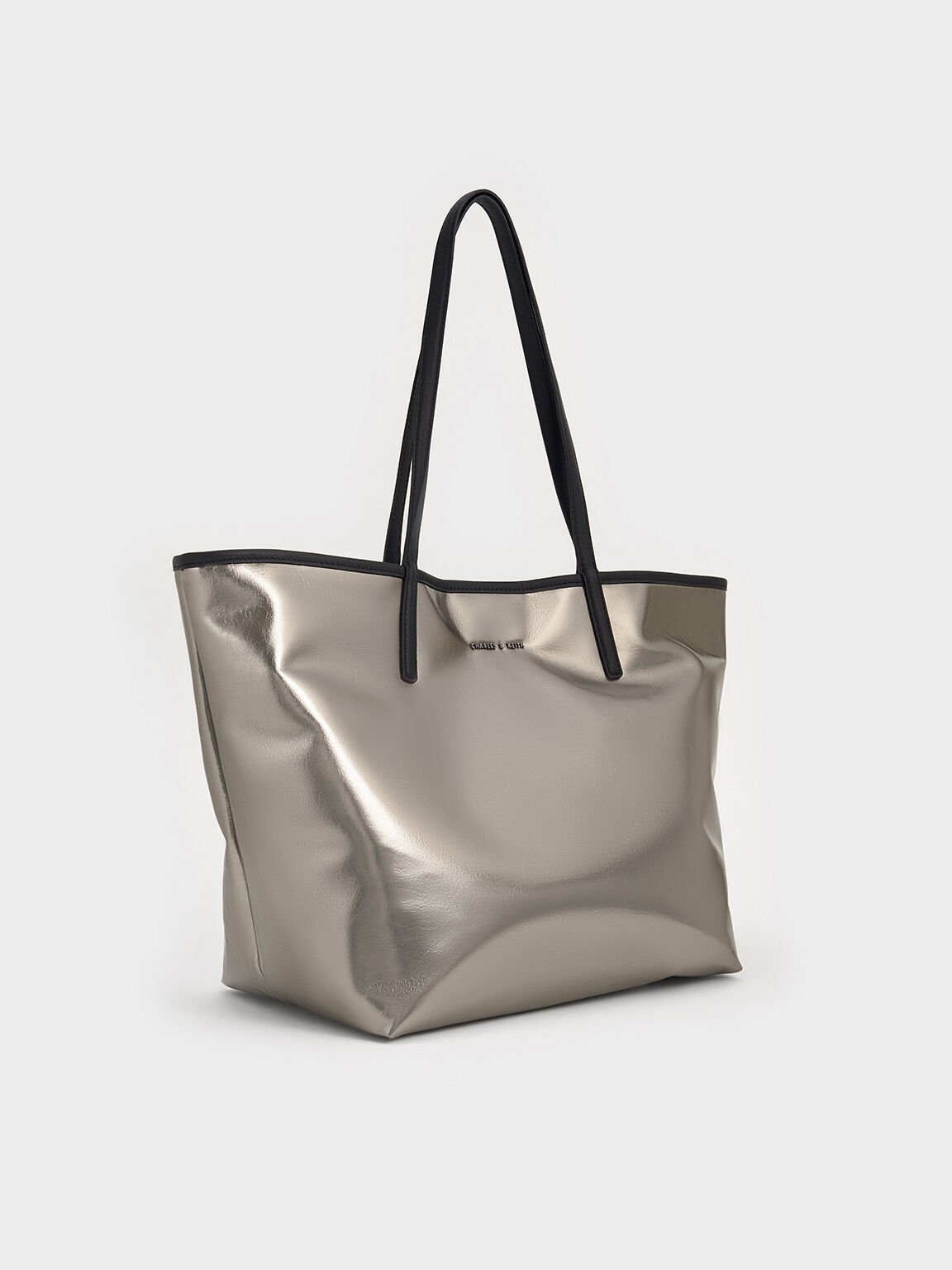 Sianna Metallic Reversible Tote Bag, Pewter, hi-res