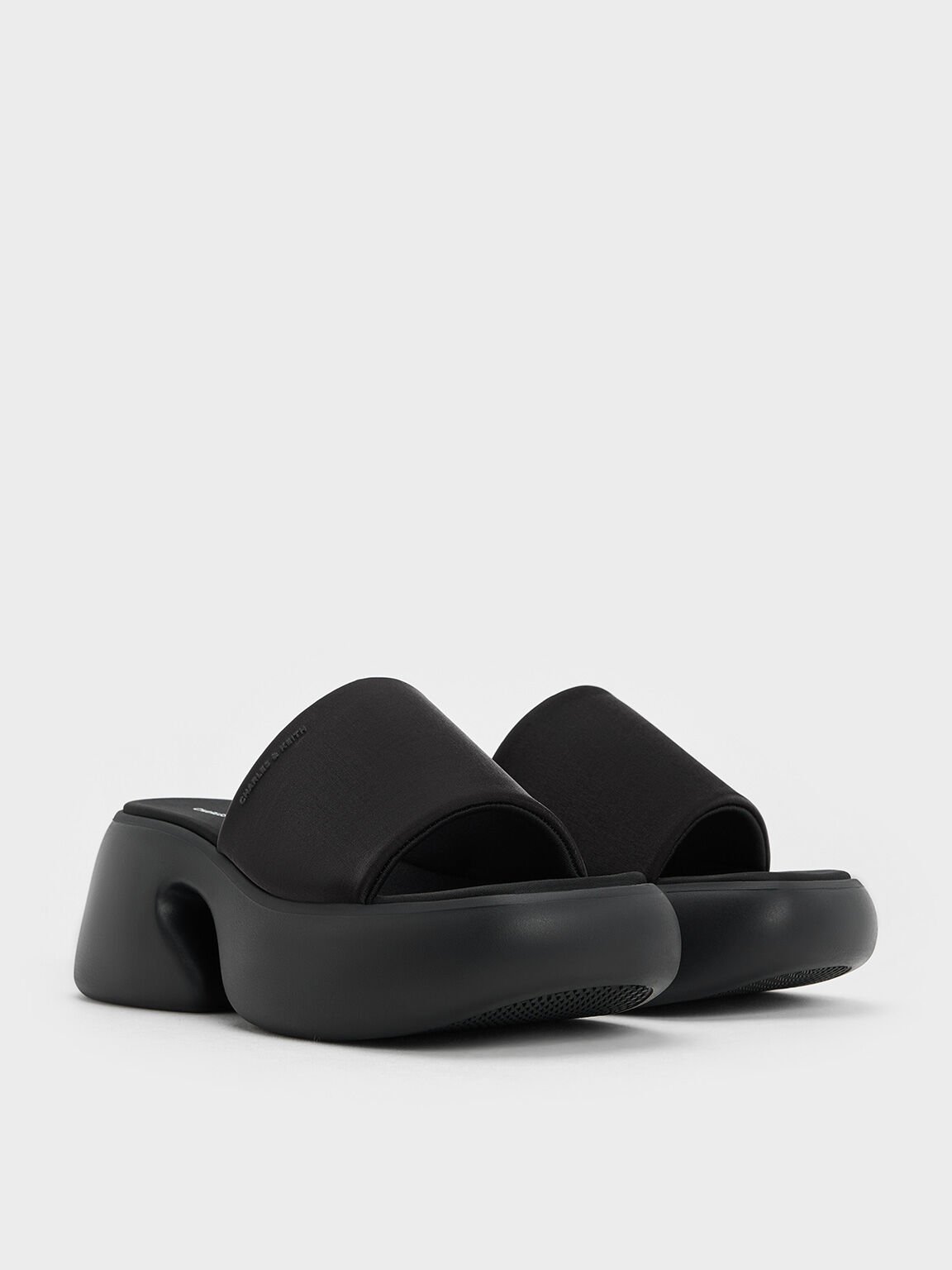 Baxie Silk Platform Mules, Black Textured, hi-res