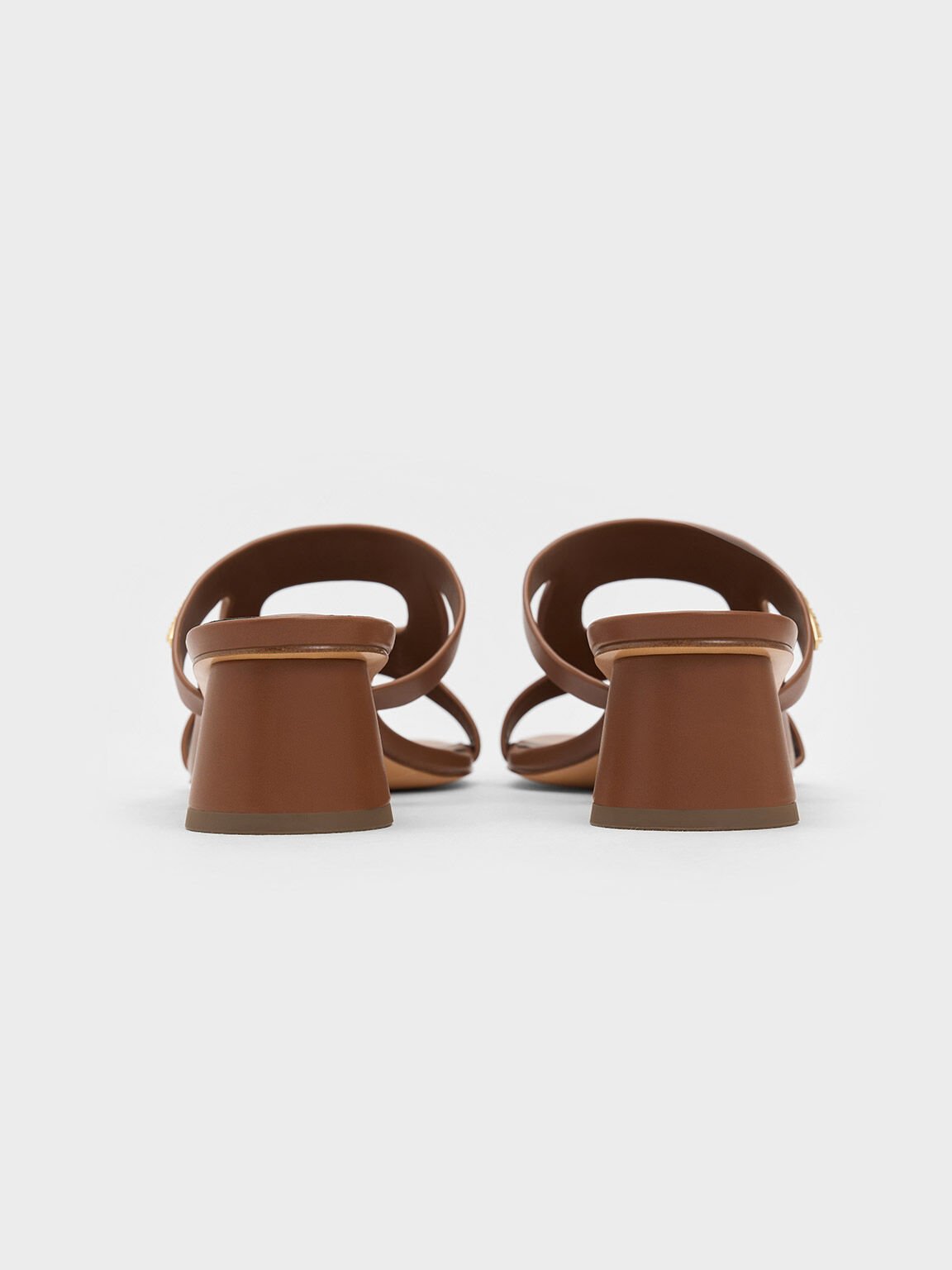 Easley Cut-Out Cylinder-Heel Mules, Caramel, hi-res