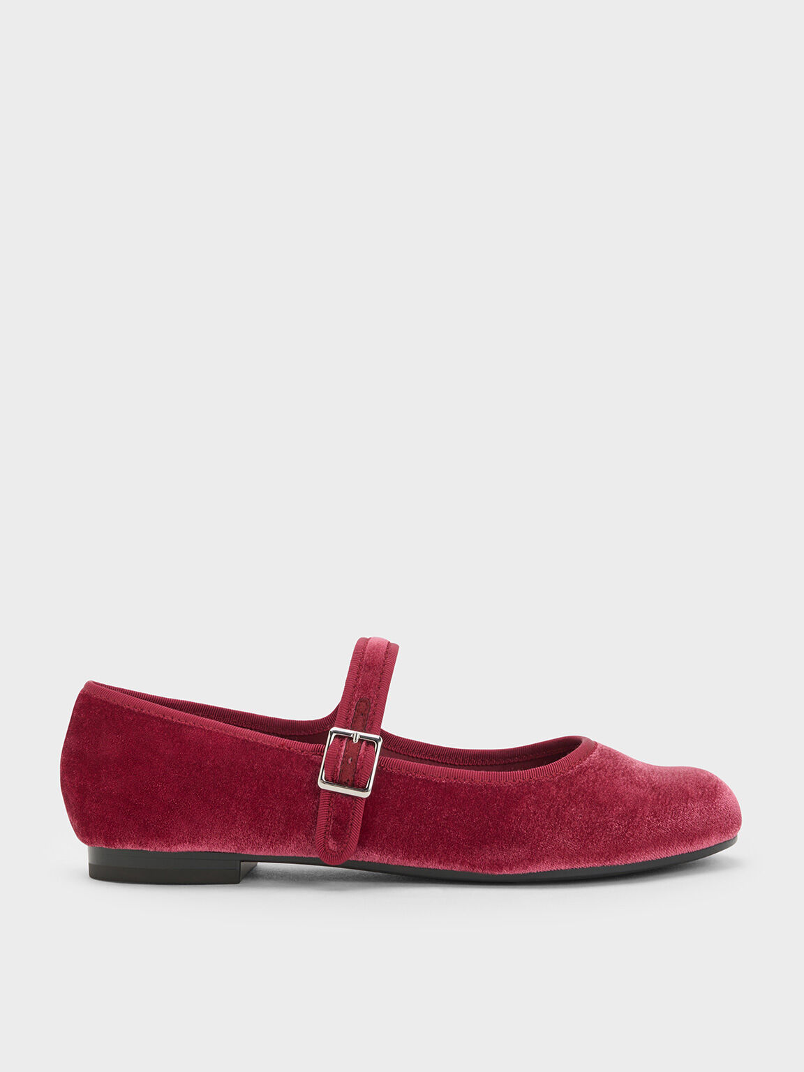 Velvet Buckled Mary Jane Flats, Pink, hi-res