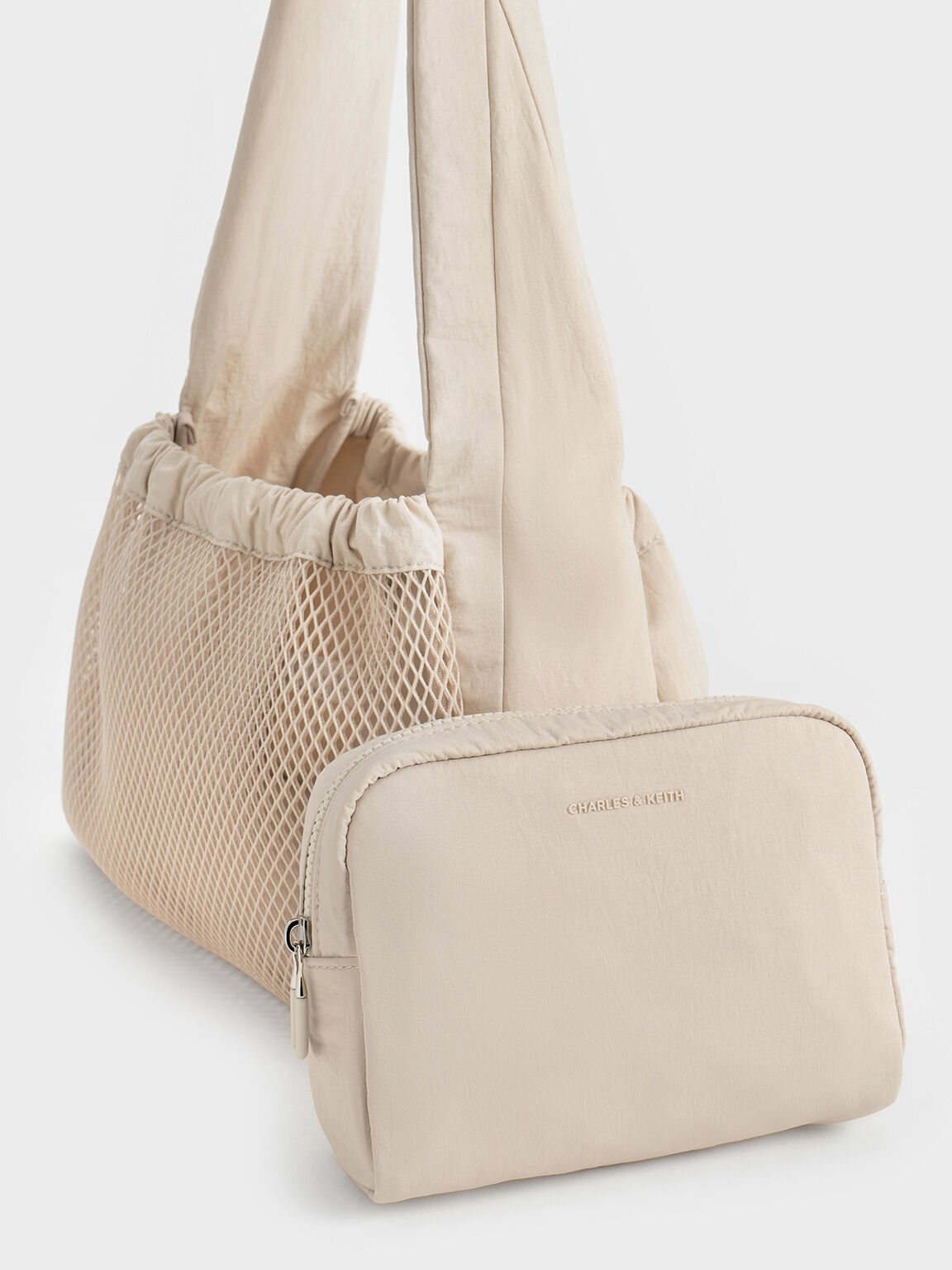 Terra Mesh & Nylon Shoulder Bag, Oat, hi-res