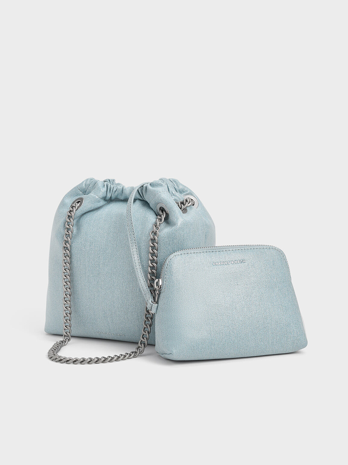 Caia Denim Chain-Handle Tote Bag, Denim Blue, hi-res