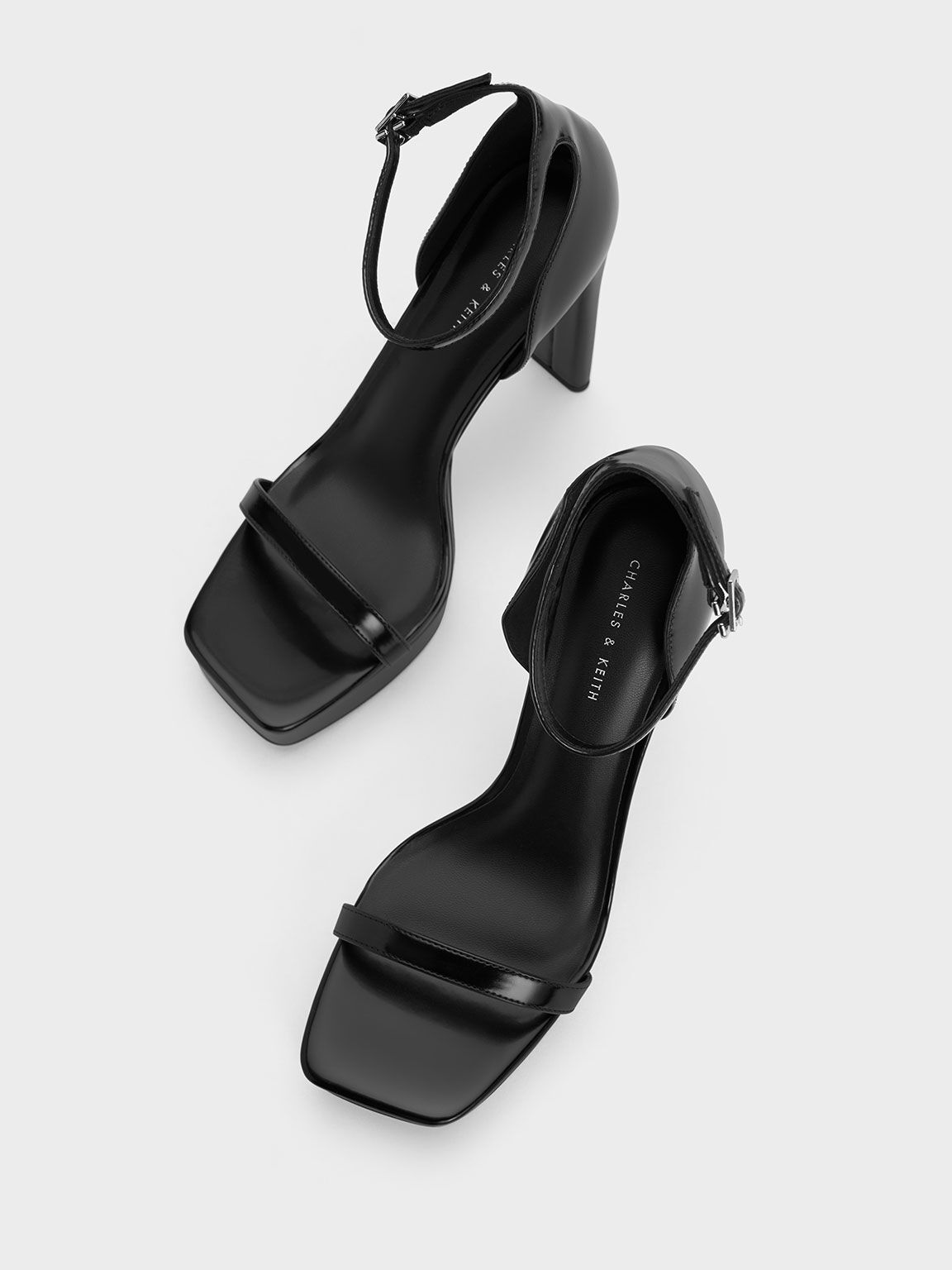 รองเท้าแตะ Black Boxed Ankle-Strap Platform Sandals - CHARLES & KEITH TH