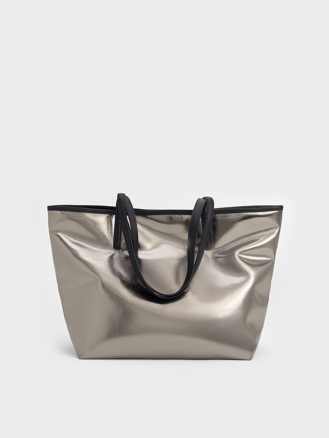 Sianna Metallic Reversible Tote Bag, Pewter, hi-res