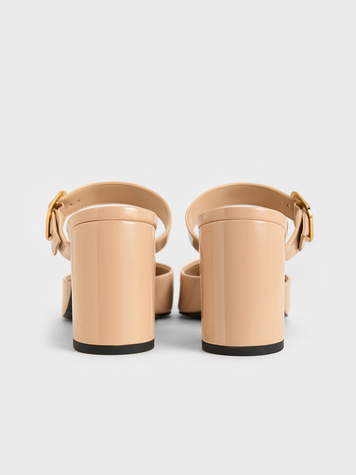 Patent Pointed-Toe Mary Jane Heeled Mules, Nude, hi-res