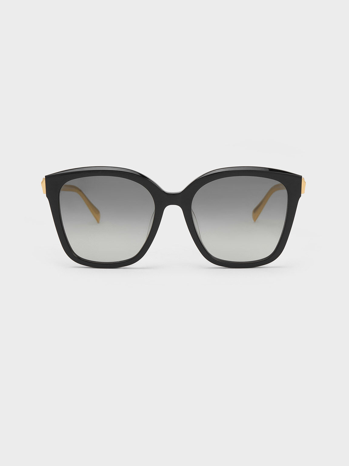 Oversized Square Acetate Sunglasses, สีดำ, hi-res