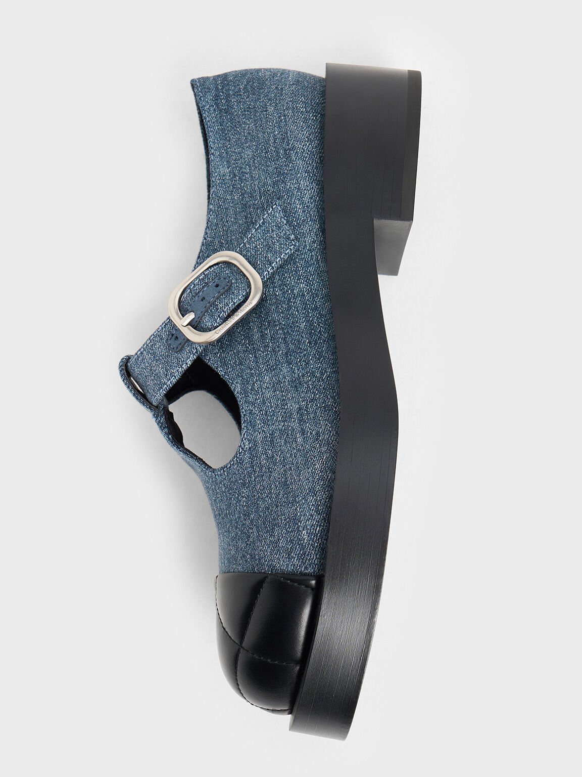 Denim T-Bar Cut-Out Mary Janes, Denim Blue, hi-res