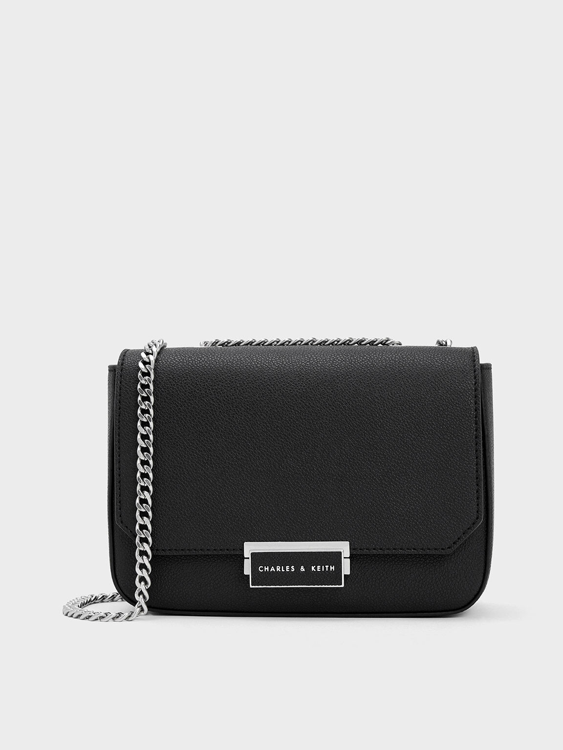 Noir Chain Strap Shoulder Bag - CHARLES & KEITH TH