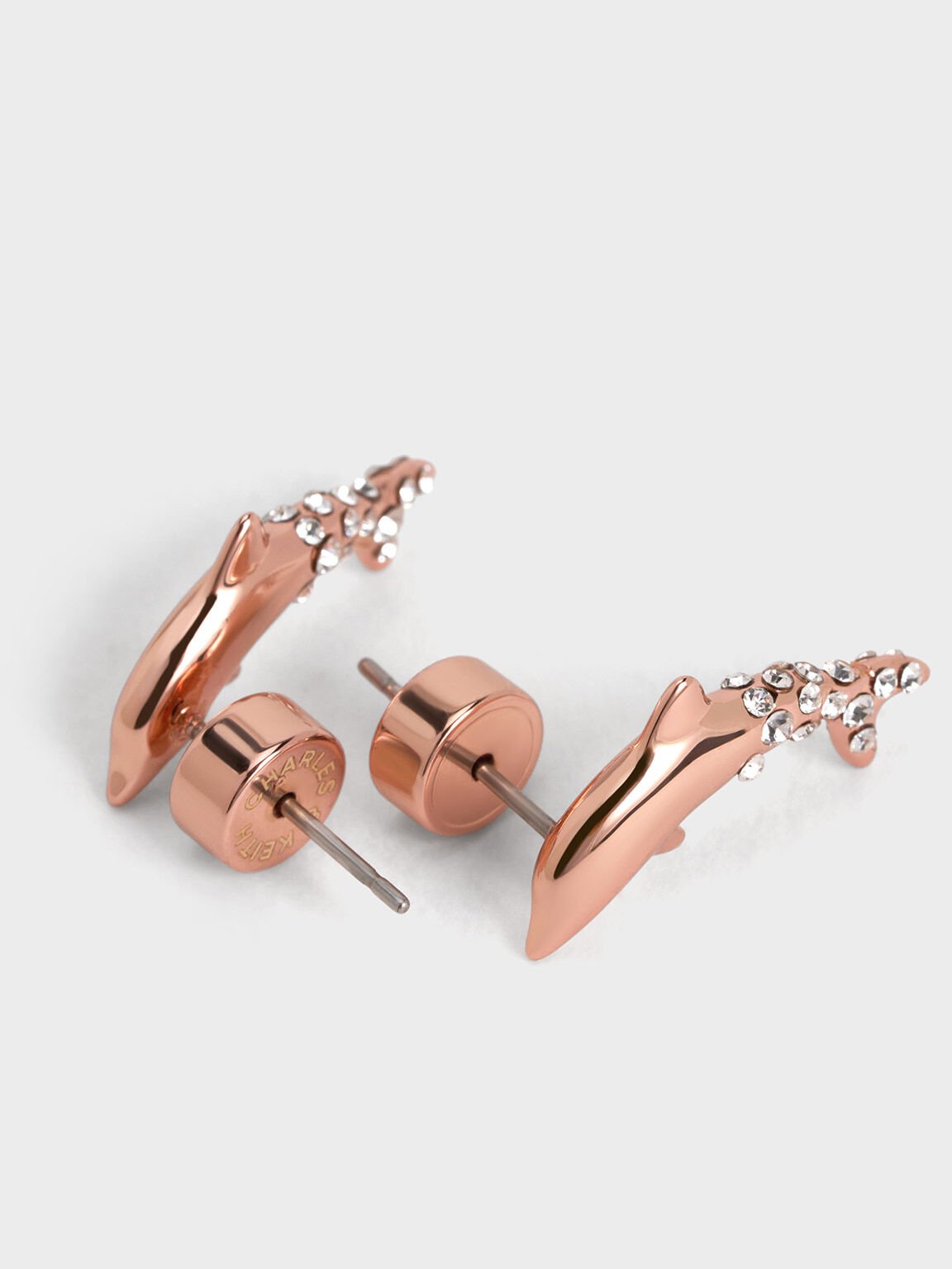 Oceana Dolphin Crystal Stud Earrings, Rose Gold, hi-res