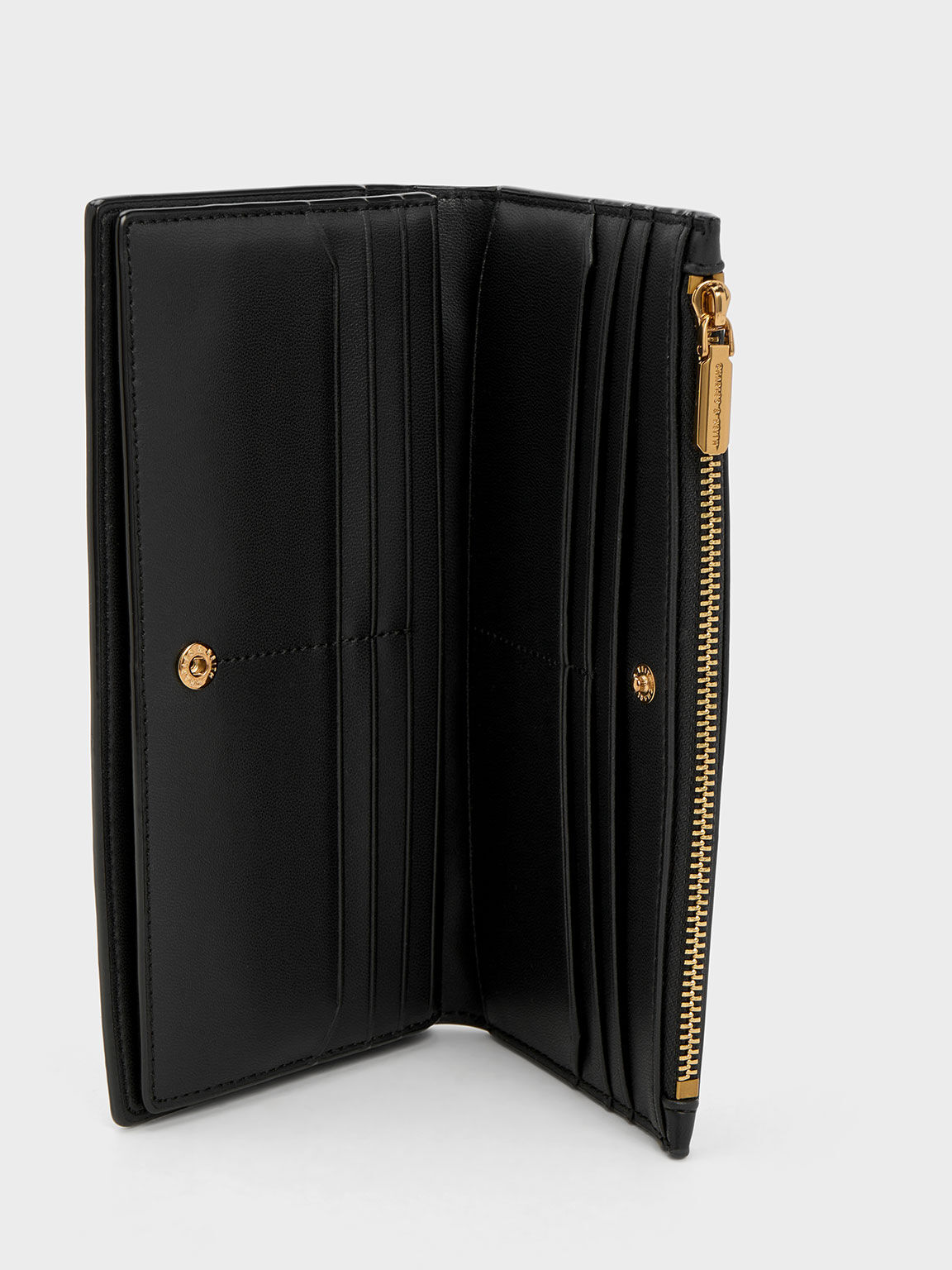 Black Danika Quilted Long Wallet - CHARLES & KEITH TH