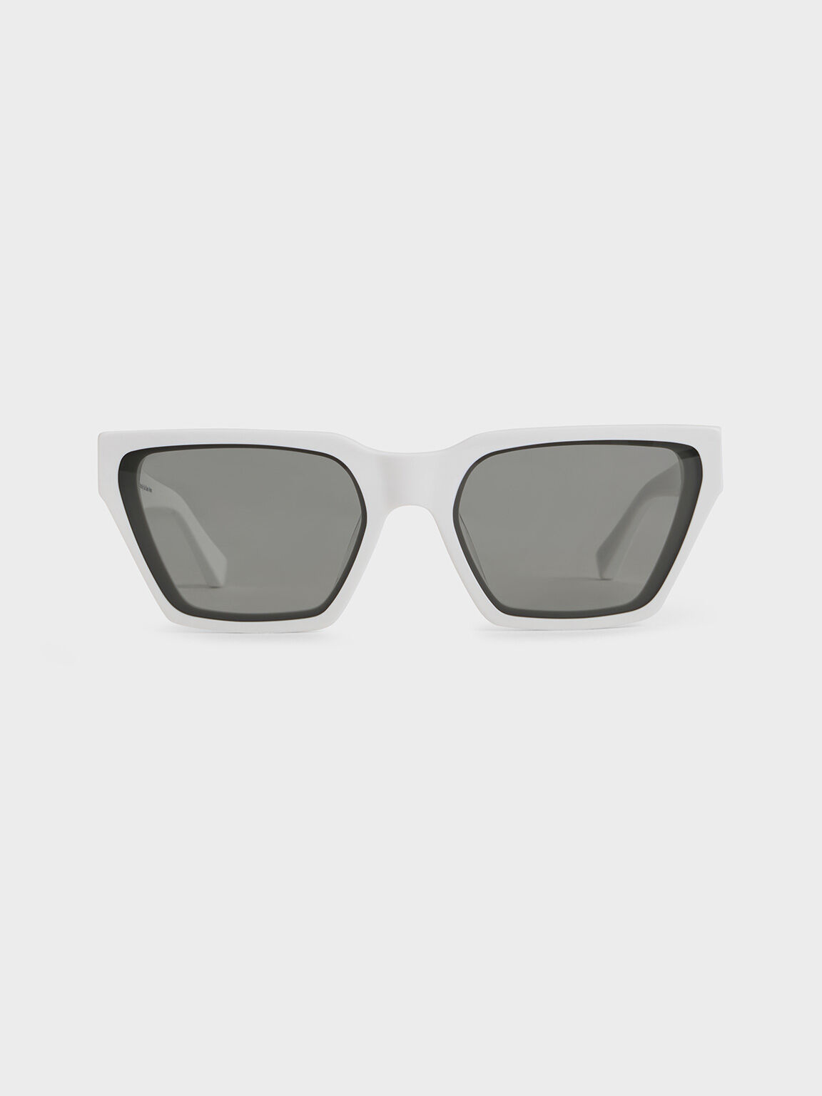 Recycled Acetate Angular Sunglasses, White, hi-res