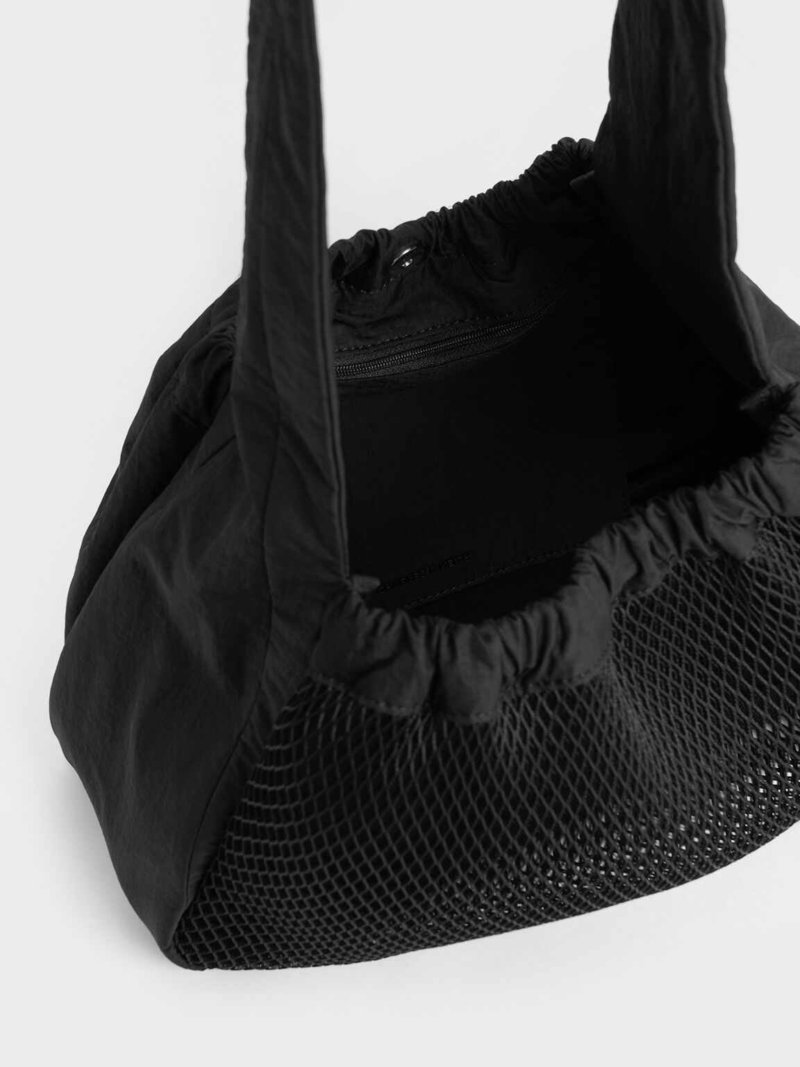 Terra Mesh & Nylon Shoulder Bag, Noir, hi-res